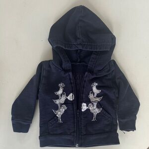Charming Navy Kids Hoodie with Bird Design